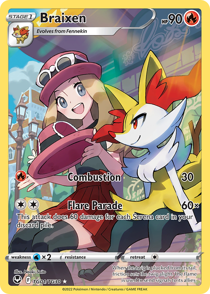 Silver Tempest Trainer Gallery Holo Braixen #TG1/30